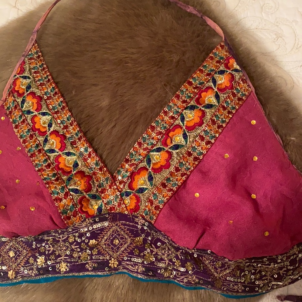 COPY - Nirvana Rain Recycled Sari Halter Crop Top…